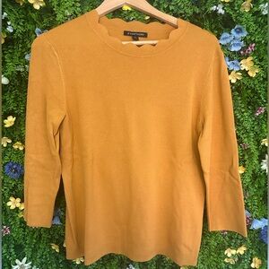 41 HAWTHORN Mustard Yellow Scallop Neck Sweater - Medium